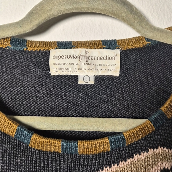 Peruvian Connection RARE Vintage 100% Pima Cotton Whimsical Floral Panel Sweater - Picture 6 of 6